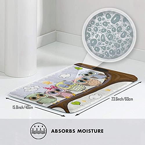 Echoserein Cute Owl Bath Mat Rug for Bathroom