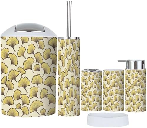 Boho Bathroom Accessory Set 6 Piece Modern Stylized