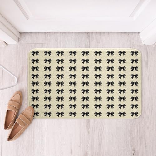 Jejeloiu Kids Black Bow Bathroom Rug 16x24