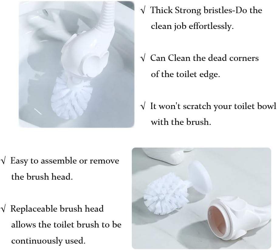 AORTULL Toilet Brush Set with Ceramic Holder and Elephant Design