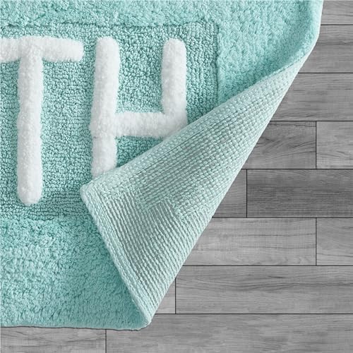 Creative Home Ideas Cotton Bath Rug Aqua Blue 21x34 1