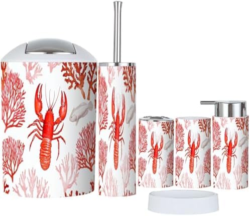 Boho Tropical Bathroom Accessory Set 6 Piece