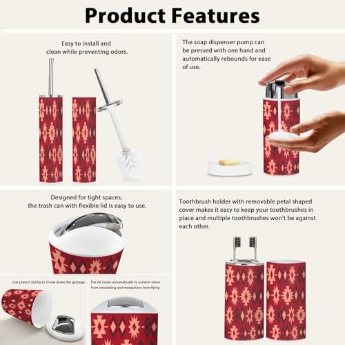 Boho Tribal Bathroom Accessory Set 6 Piece