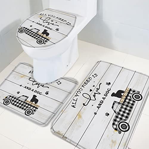 YESOF66 3 Piece Bathroom Rugs Set with Non-Slip Mats