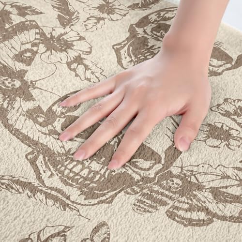 Gothic Skull Bath Rug 16x24 inch Non-Slip Microfiber