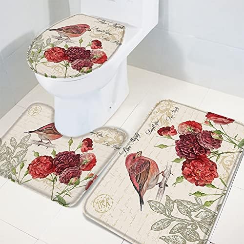 YESOF66 3 Piece Bathroom Rug Set with Non-Slip Padding
