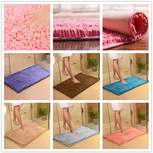 JAIJY Red Rectangle Chenille Bath Rug Non-Slip 1
