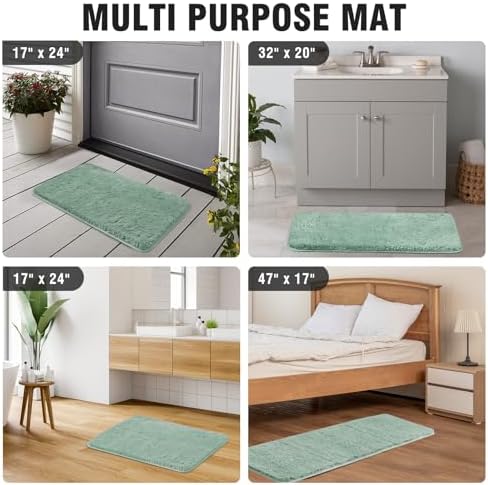 TECHMILLY Super Soft Shaggy Bath Rug 24x36 Sage