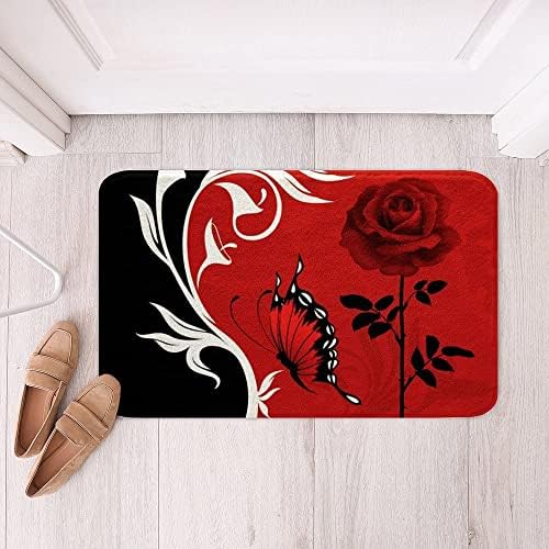 Velvet Rose Bath Mat With Butterfly Flowers 16x24