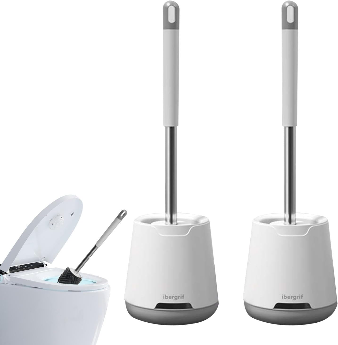 Nkmujil Toilet Brush Holder Set - Drip-Free Slip-Resistant