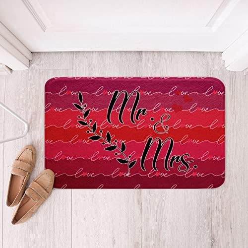 Mr Right Mrs Right Love Heart Bath Rug Non-Slip Door Mat