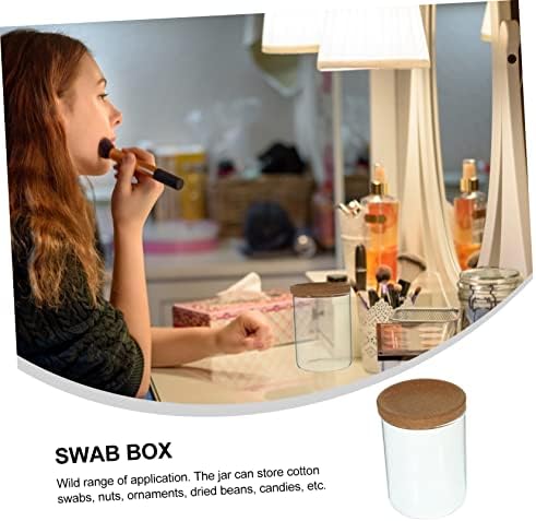 PRETYZOOM Multi-Functional Swab Jar with Lid for Bathroom and Desktop Storage