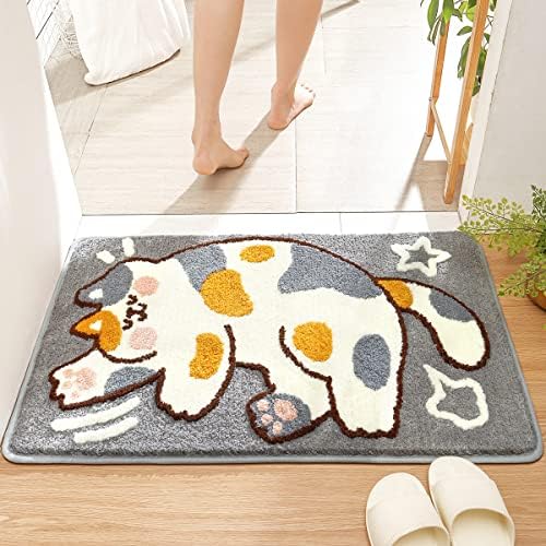 Tyrafry Cute Bath Rug 16x24 Non Slip Microfiber Mat