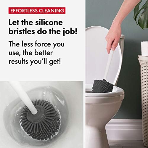 Tyroler Bright Tools Toilet Brush Set with Silicone Bristles and Holder