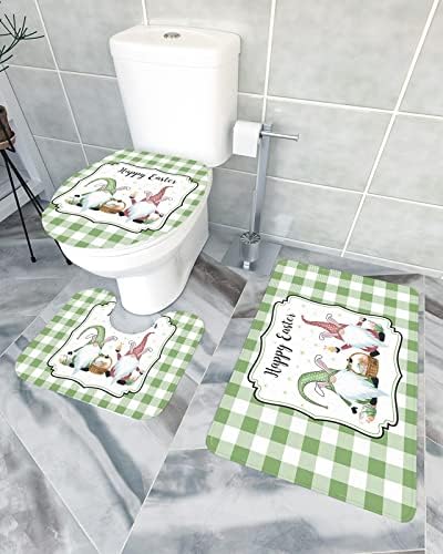 YESOF66 3 Piece Bathroom Rugs Set with Non-Slip U Shaped Mat