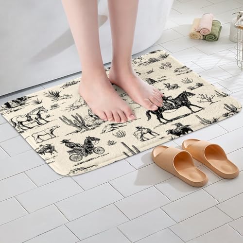 RezsoyeN Wild West Bath Rug 16 x 24 Inches Non Slip Beige