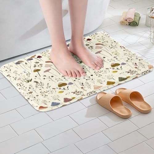 Mushroom Bath Mat with Non-Slip Base and Water Absorbent Design