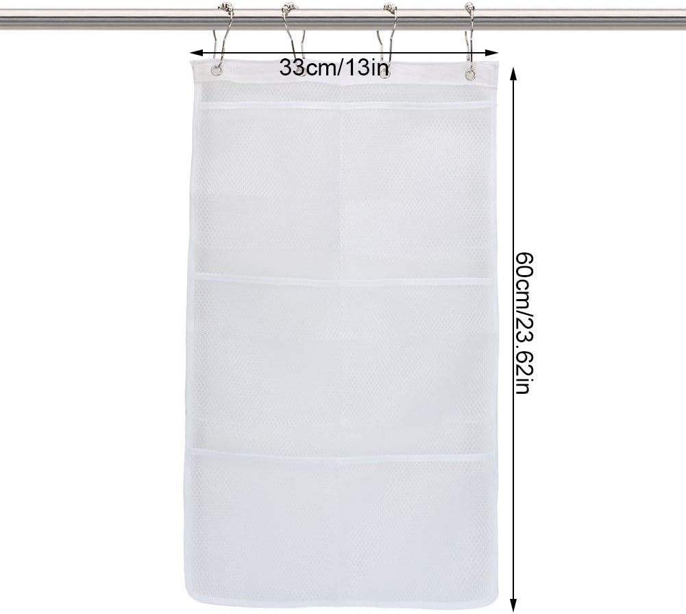 Hanging Mesh Shower Organizer with S Shaped Hook White