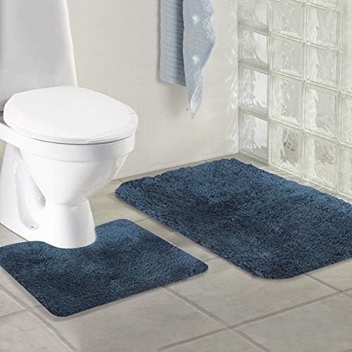 Walensee Bath Rug Set - 2 Piece Shaggy Navy Mats