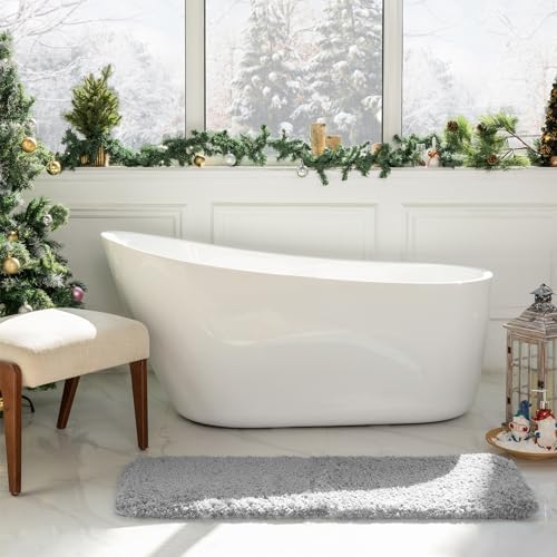 Ashler Grey Bath Rugs Set of 2 17x24 20x32 Inches