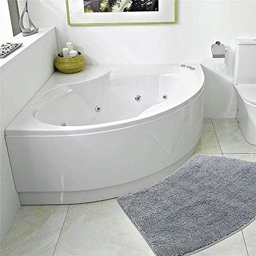 Seavish Luxury Grey Shag Curved Bath Rug