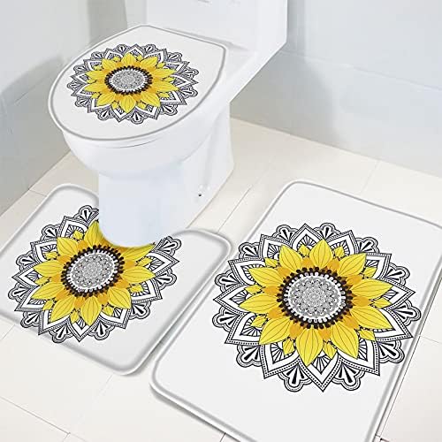 YESOF66 3 Piece Bathroom Rug Set Non-Slip Mandala Design