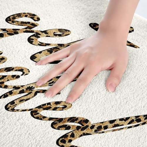 Homewish Get Naked Bath Rug Brown Leopard Print Non-Slip Mat for All