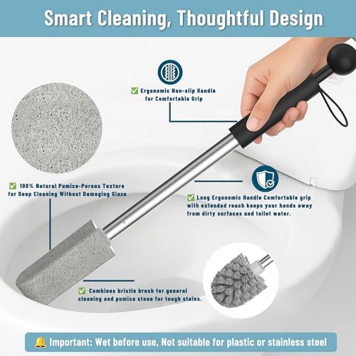YINGMORE Toilet Brush and Holder Set with Pumice Stone