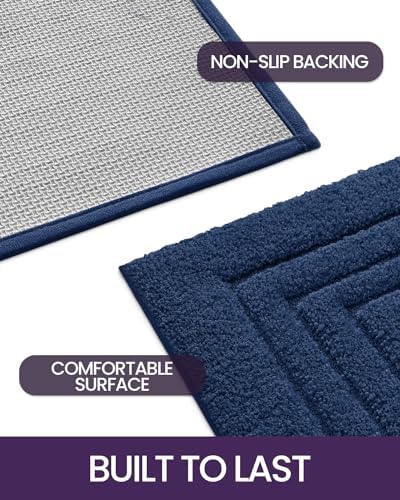 DEXI Navy Bathroom Rug Mat 36x24 Non Slip