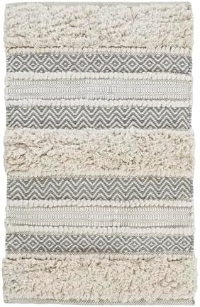 INKIVY Asher Bath Rug 20x32 Grey Shaggy Striped