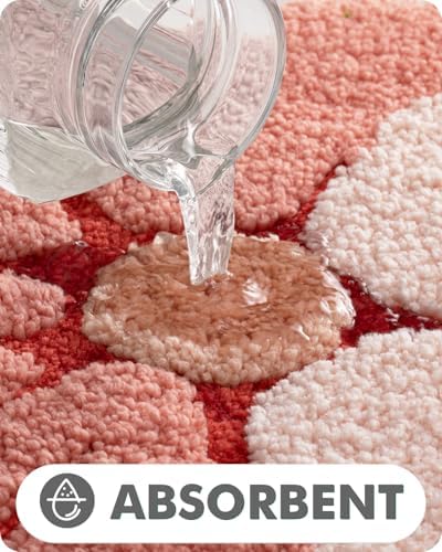 LUMI Flower Bath Rug Soft Plush Red 20x32 Non-Slip
