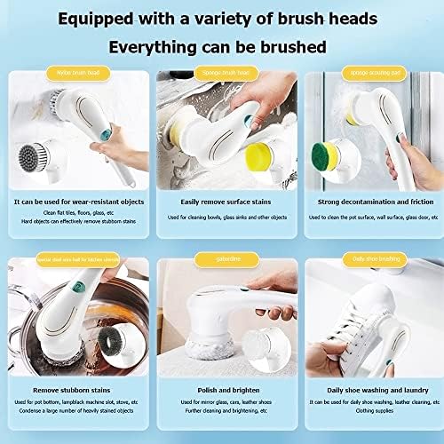 ZZ LIFE 5-in-1 Electric Scrubber with 5 Replaceable Heads
