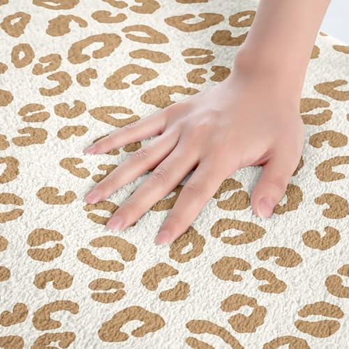 Jejeloiu Brown Leopard Printed Bath Rugs 16x24 Inch