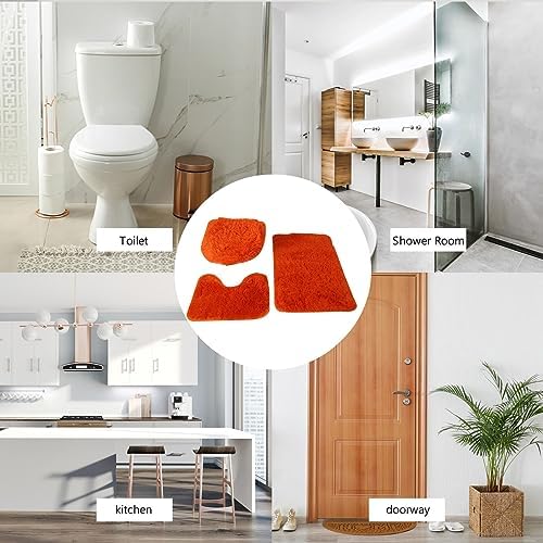 3 Piece Non Slip Bath Rugs Set - Soft Microfiber Carpets