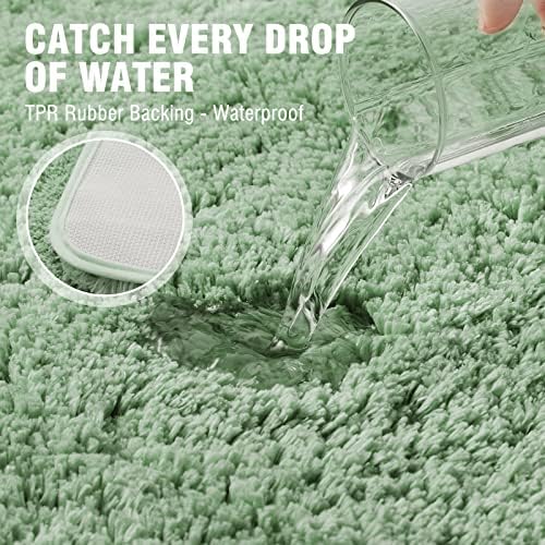 TECHMILLY Super Soft Shaggy Bath Rug 24x36 Sage