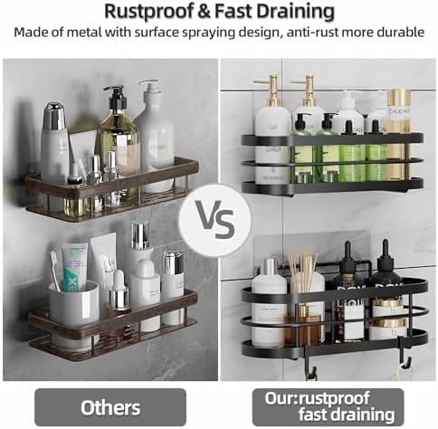 LGQXGO 3 Pack Adhesive Shower Caddy Organizer with 12 Hooks