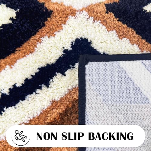 Tyrot Black Boho Bath Rug 24x36 Brown Non Slip