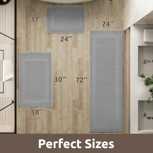 AMOAMI Waffle Bath Mat Non Slip Grey 18x30 1