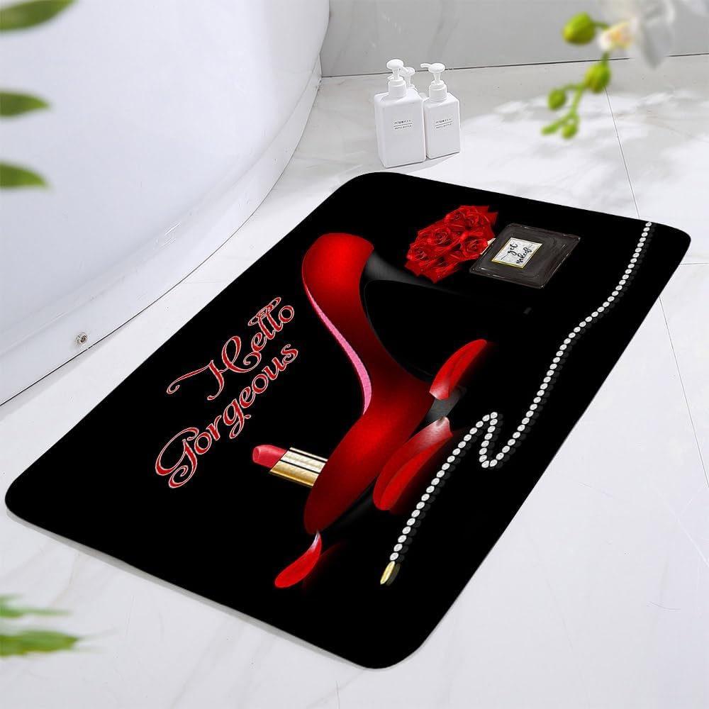Hello Gorgeous Bath Mat with Rose Design
