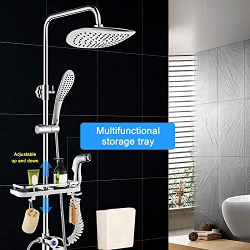 TYZK Adjustable Shower Shelf with 2 Hooks No Drilling Bathroom Caddy