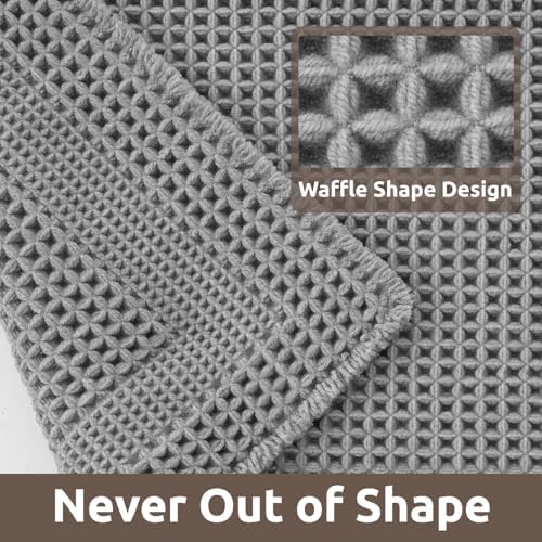 AMOAMI Waffle Bath Mat Non Slip Grey 18x30 1