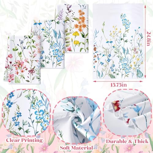 Newwiee 7 Pcs Flower Bathroom Set with Mats and Towels
