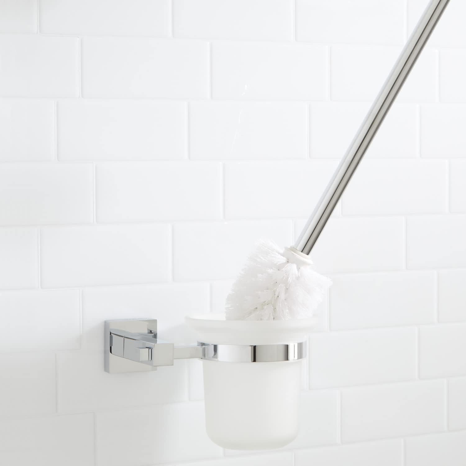 Signature Hardware Albury Wall-Mount Toilet Brush Holder - Brushed Nickel