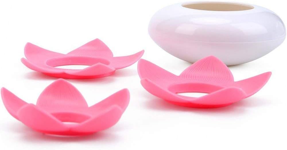 2-Pack Lotus Flowers Cotton Swab Holder Green Pink