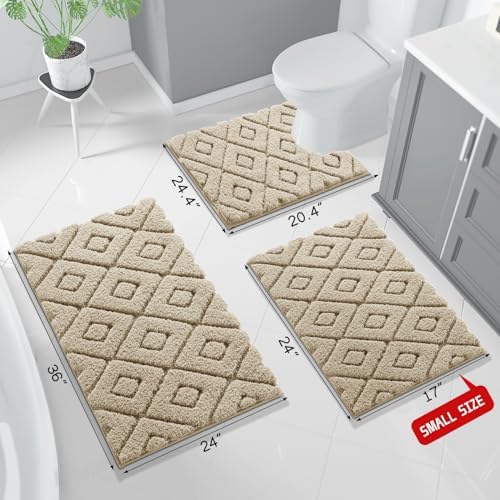 Yimobra Extra Soft Microfiber Bath Rug 36x24 Non Slip Beige