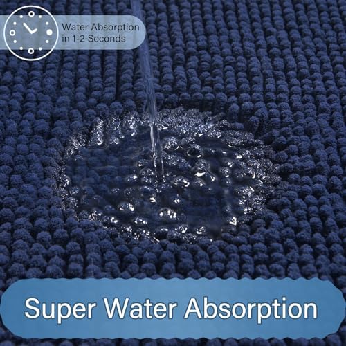AROGAN 2 Piece Bath Rug Set - Navy Blue