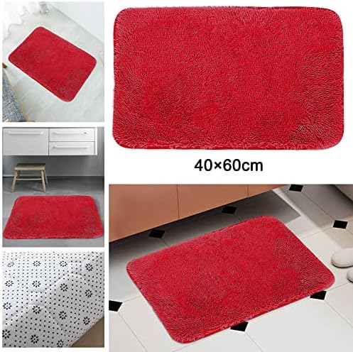 Scceatti Plush Bath Mat 24x16In Non-Slip Red Bathroom Rug