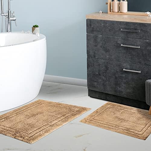 Superior Non-Slip Bath Rug Set 2 Piece Latte