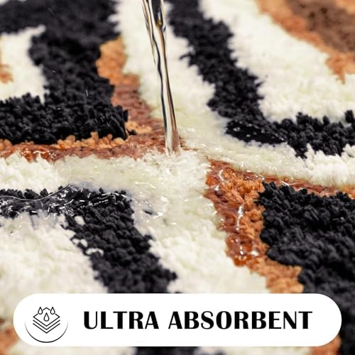 Tyrot Black Boho Bath Rug 24x36 Brown Non Slip
