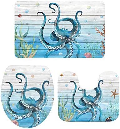 YESOF66 3 Piece Bathroom Rug Set with Non-Slip Backing